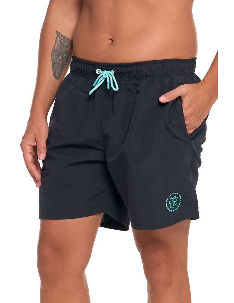 Szorty kąpielowe - Szorty kąpielowe męskie plus size z kieszeniami na zamek CZARNY - produkt moraj.pl 1