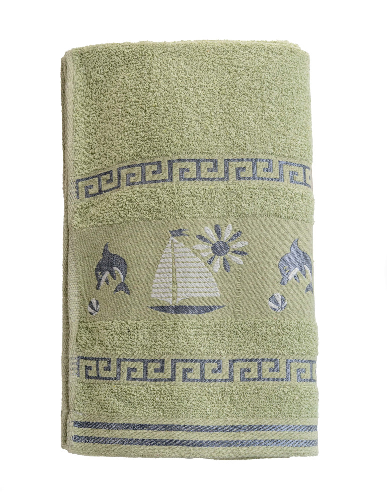 Kąpielowe - Ręcznik kąpielowy duży z bordiurą 70x140 cm ZIELONY - produkt moraj.pl 1