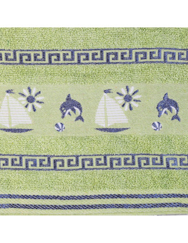 Kąpielowe - Ręcznik kąpielowy duży z bordiurą 70x140 cm ZIELONY - produkt 4