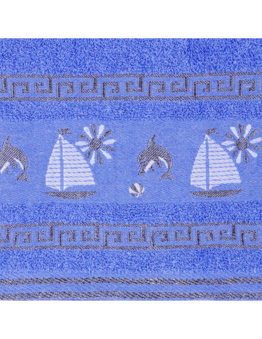 Kąpielowe - Ręcznik kąpielowy duży z bordiurą 70x140 cm NIEBIESKI - produkt 4