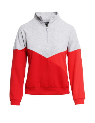 Bluzy - Bluza dresowa damska z zamkiem i stójką CZERWONY - produkt 1