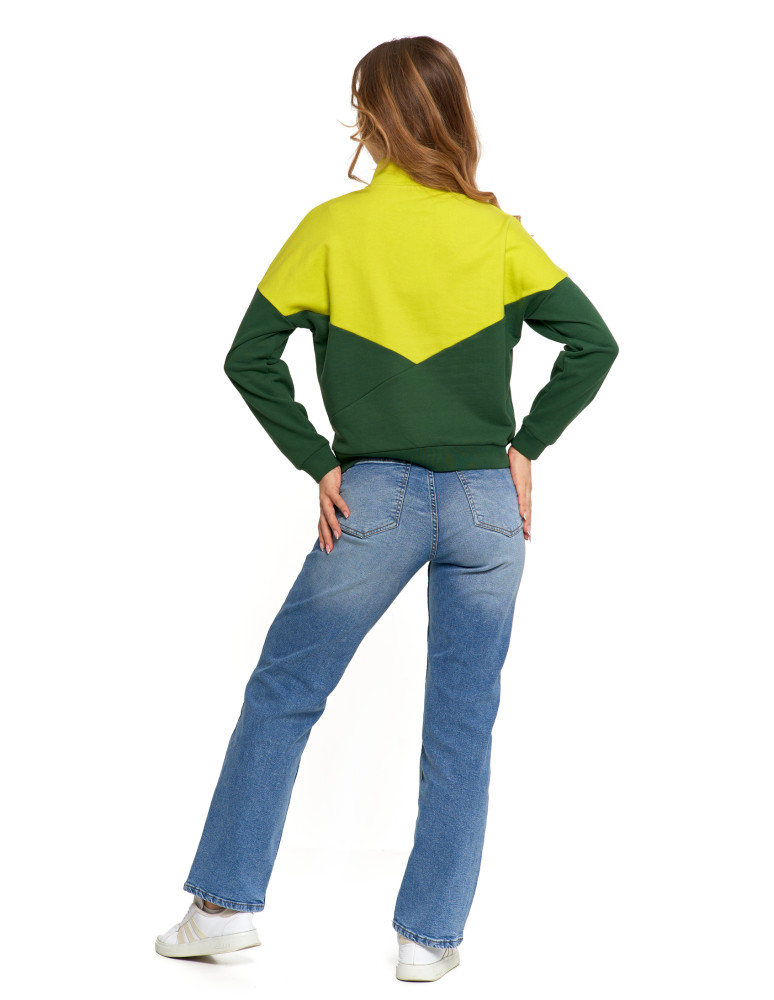 Bluzy - Bluza dresowa damska z zamkiem i stójką ZIELONY - produkt moraj.pl 9