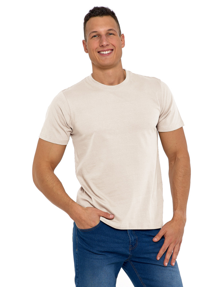 Koszulki, topy, koszule - Koszulka męska bawełniana T-shirt BEŻOWY - produkt moraj.pl 1