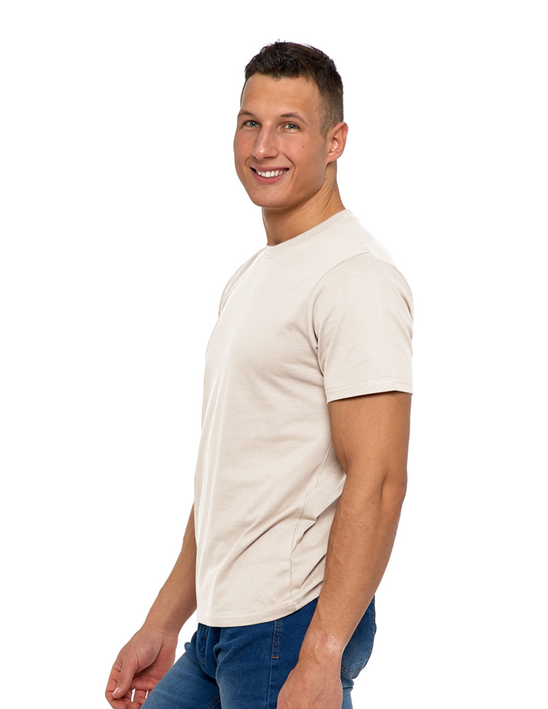 Koszulki, topy, koszule - Koszulka męska bawełniana T-shirt BEŻOWY - produkt moraj.pl 2
