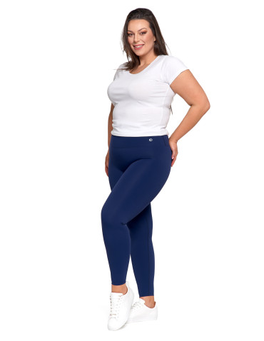 Legginsy - Legginsy damskie sportowe funkcyjne z wysokim stanem GRANATOWY - produkt 4