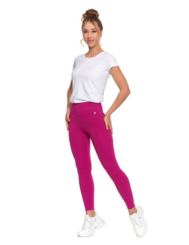 Legginsy - Legginsy damskie sportowe funkcyjne z wysokim stanem FUKSJA - produkt 10