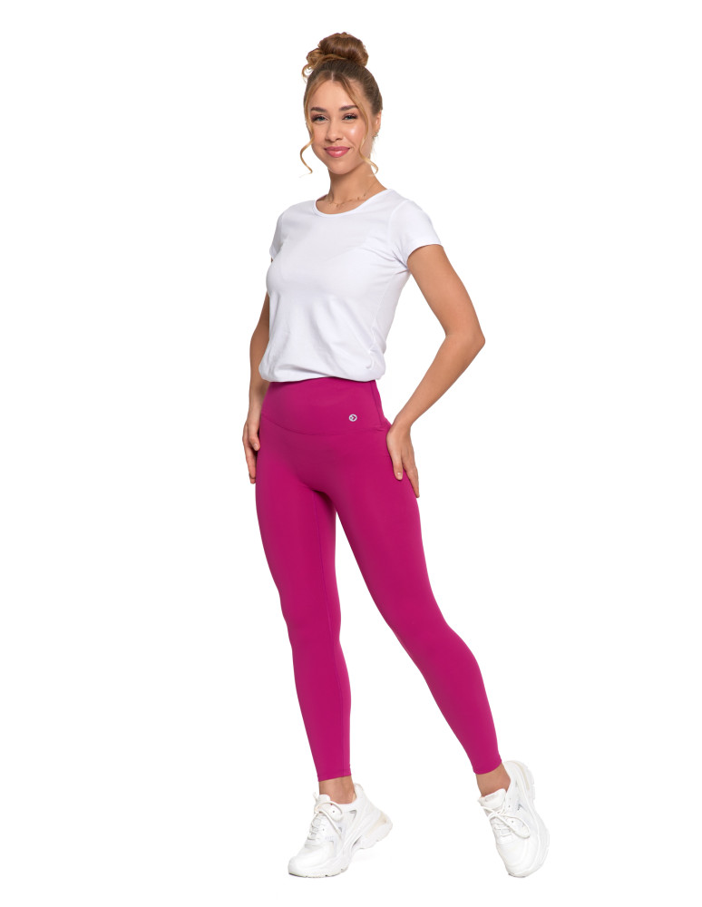Legginsy - Legginsy damskie sportowe funkcyjne z wysokim stanem FUKSJA - produkt moraj.pl 10