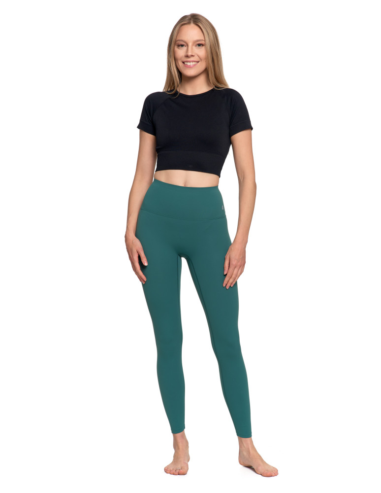 Legginsy - Legginsy damskie sportowe funkcyjne z wysokim stanem ZIELONY - produkt moraj.pl 2
