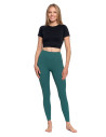 Legginsy damskie sportowe funkcyjne z wysokim stanem ZIELONY