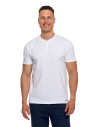 T-shirt męski bawełniany z dekoltem henley BIAŁY