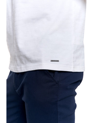 Koszulki, topy, koszule - T-shirt męski bawełniany z dekoltem henley BIAŁY - produkt 3