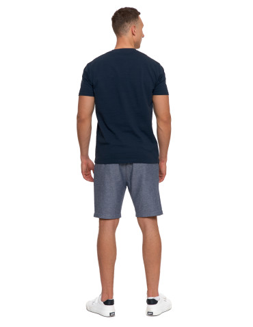 Koszulki, topy, koszule - T-shirt męski bawełniany z dekoltem henley GRANATOWY - produkt 5