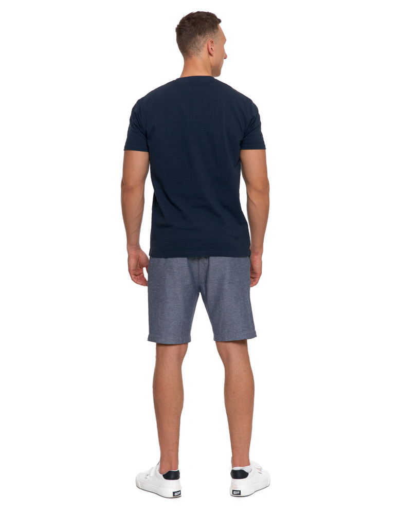 Koszulki, topy, koszule - T-shirt męski bawełniany z dekoltem henley GRANATOWY - produkt moraj.pl 5