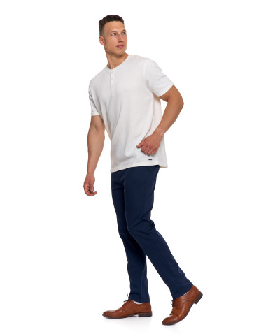 Koszulki, topy, koszule - T-shirt męski bawełniany o strukturalnym splocie typu waffle KREMOWY - produkt 8
