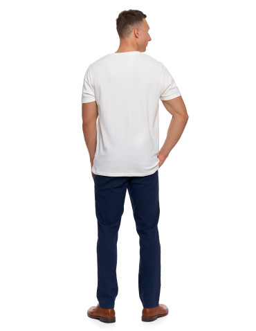 Koszulki, topy, koszule - T-shirt męski bawełniany o strukturalnym splocie typu waffle KREMOWY - produkt 9