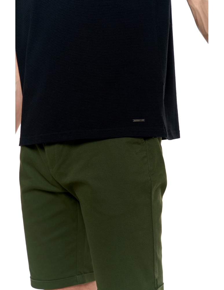 Koszulki, topy, koszule - T-shirt męski 100% bawełniany z prążkowaną strukturą CZARNY - produkt moraj.pl 5