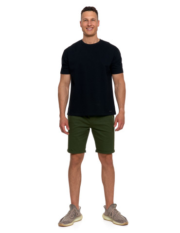 Koszulki, topy, koszule - T-shirt męski 100% bawełniany z prążkowaną strukturą CZARNY - produkt 7