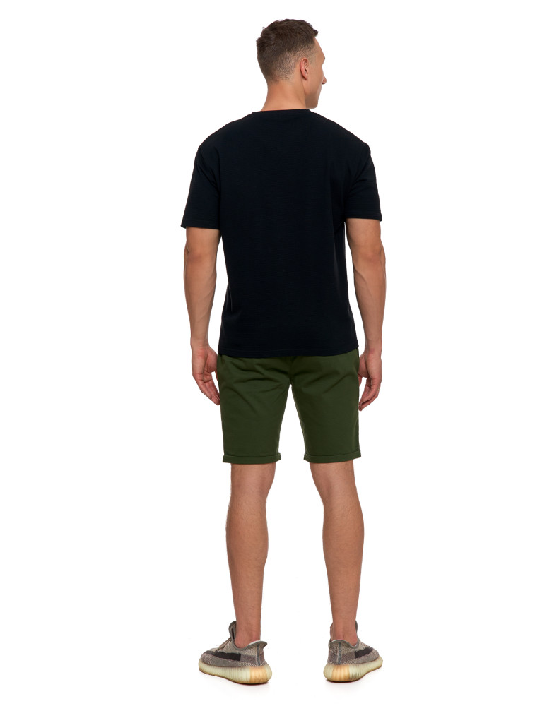 Koszulki, topy, koszule - T-shirt męski 100% bawełniany z prążkowaną strukturą CZARNY - produkt moraj.pl 8