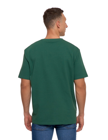 Koszulki, topy, koszule - T-shirt męski 100% bawełniany z prążkowaną strukturą ZIELONY - produkt 3