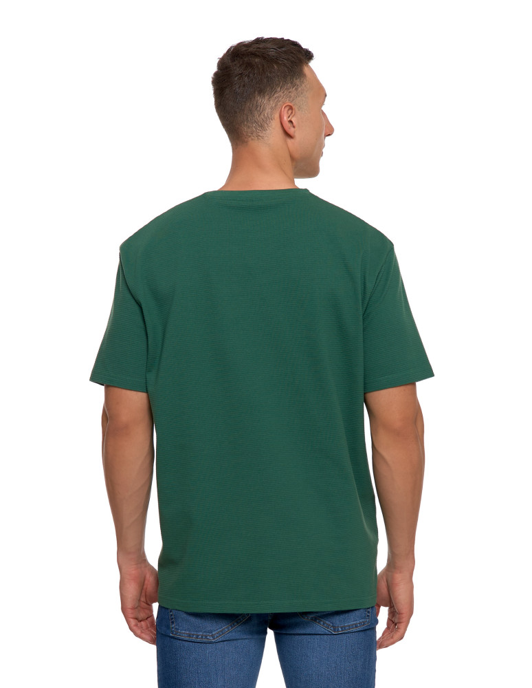 Koszulki, topy, koszule - T-shirt męski 100% bawełniany z prążkowaną strukturą ZIELONY - produkt moraj.pl 3