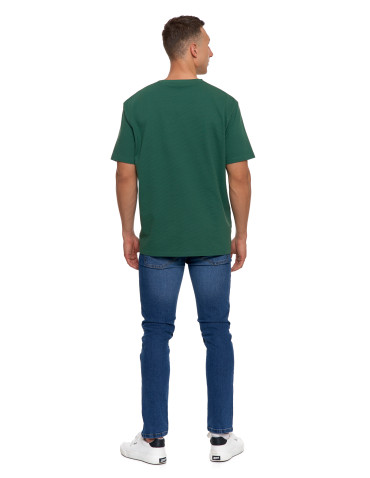 Koszulki, topy, koszule - T-shirt męski 100% bawełniany z prążkowaną strukturą ZIELONY - produkt 7