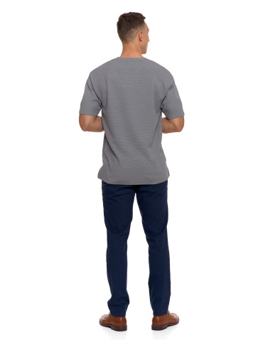 Koszulki, topy, koszule - T-shirt męski strukturalny casual z kieszonką SZARY - produkt 7