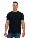 T-shirt męski strukturalny casual z kieszonką CZARNY