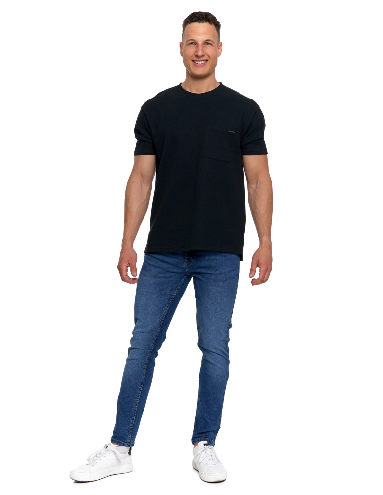 Koszulki, topy, koszule - T-shirt męski strukturalny casual z kieszonką CZARNY - produkt moraj.pl 6