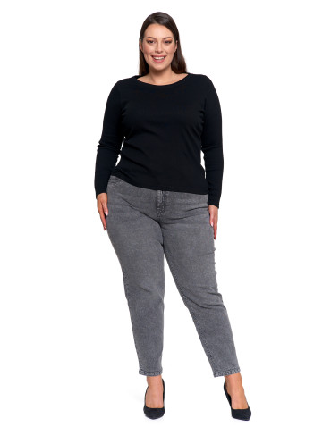 Bluzki i koszule - Bluzka damska bawełniana w prążek longsleeve CZARNY - produkt 11