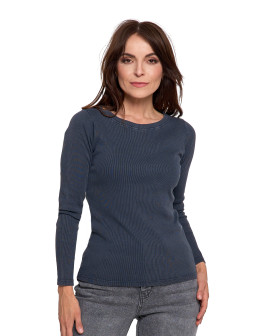 Bluzka damska bawełniana w prążek longsleeve
