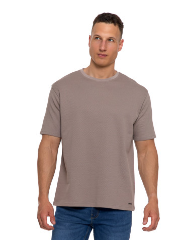Koszulki, topy, koszule - T-shirt męski klasyczny bawełniany PREMIUM BEŻOWY - produkt 1
