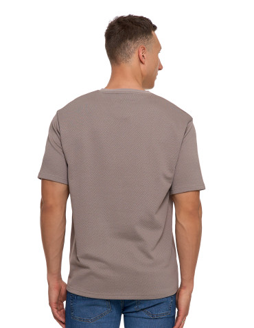 Koszulki, topy, koszule - T-shirt męski klasyczny bawełniany PREMIUM BEŻOWY - produkt 3