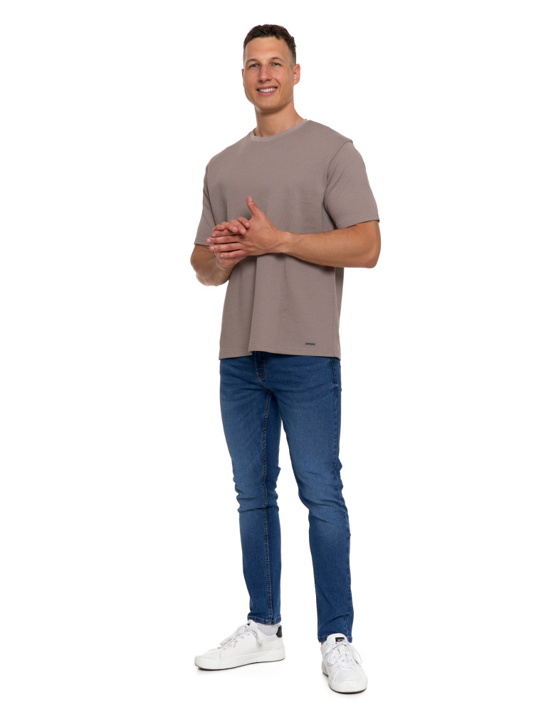 Koszulki, topy, koszule - T-shirt męski klasyczny bawełniany PREMIUM BEŻOWY - produkt moraj.pl 5