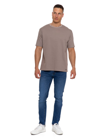 Koszulki, topy, koszule - T-shirt męski klasyczny bawełniany PREMIUM BEŻOWY - produkt 6