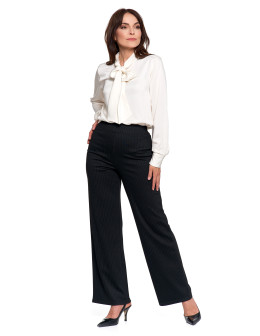 Spodnie damskie klasyczne z wysokim stanem i prostą nogawką  - produkt 2