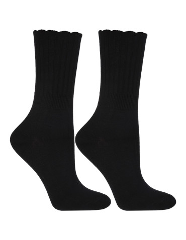 Długie - Skarpetki damskie długie w prążek z delikatną falbanką 3-pak MIX KOLOR - produkt 4