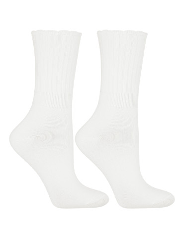 Długie - Skarpetki damskie długie w prążek z delikatną falbanką 3-pak MIX KOLOR - produkt 3