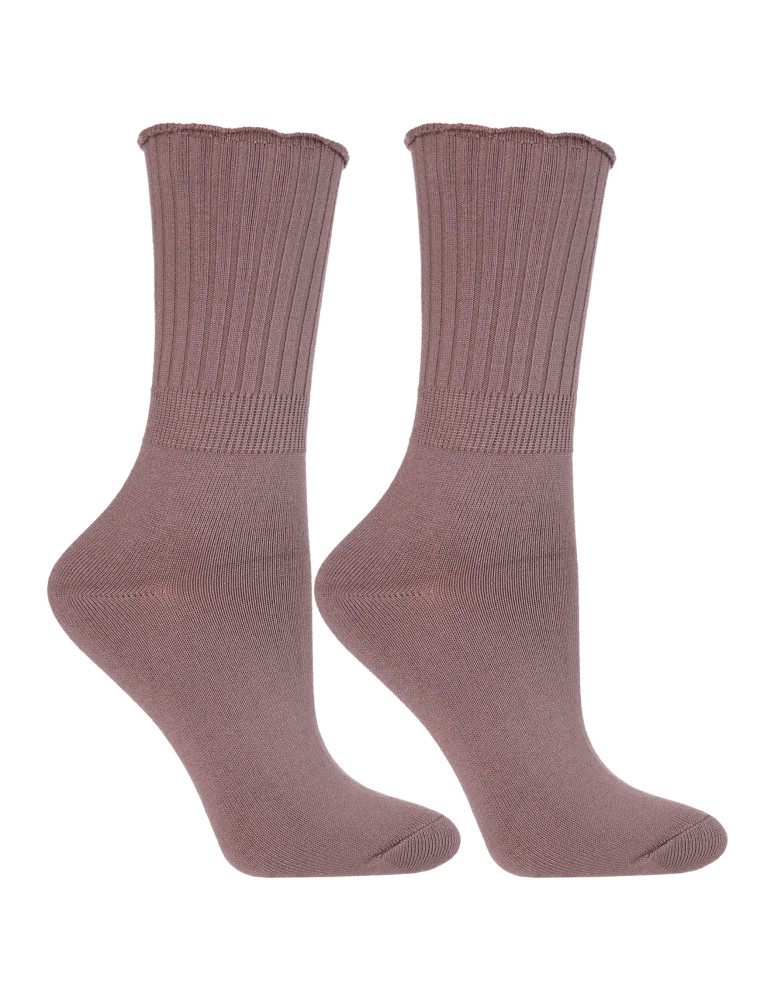 Długie - Skarpetki damskie długie w prążek z delikatną falbanką 3-pak MIX KOLOR  - produkt moraj.pl 2