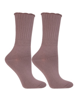 Skarpetki damskie długie w prążek z delikatną falbanką 3-pak  - produkt 2