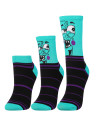 Skarpetki bawełniane unisex z zabawnym wzorem 3-pak TURQUOISE
