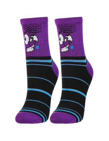Skarpety - Skarpetki bawełniane unisex z zabawnym wzorem 3-pak FIOLETOWY - produkt 6