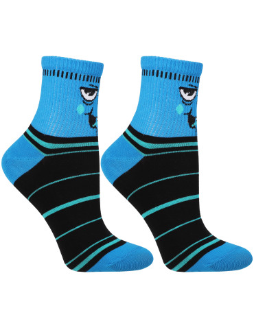 Skarpety - Skarpetki bawełniane unisex z zabawnym wzorem 3-pak NIEBIESKI - produkt 5