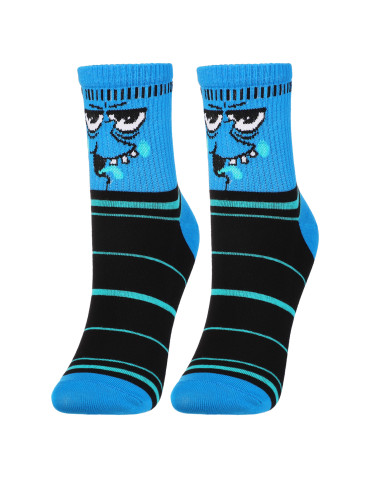 Skarpety - Skarpetki bawełniane unisex z zabawnym wzorem 3-pak NIEBIESKI - produkt 6