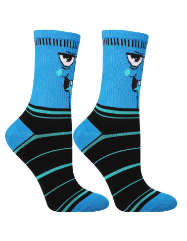 Skarpety - Skarpetki bawełniane unisex z zabawnym wzorem 3-pak NIEBIESKI - produkt 7