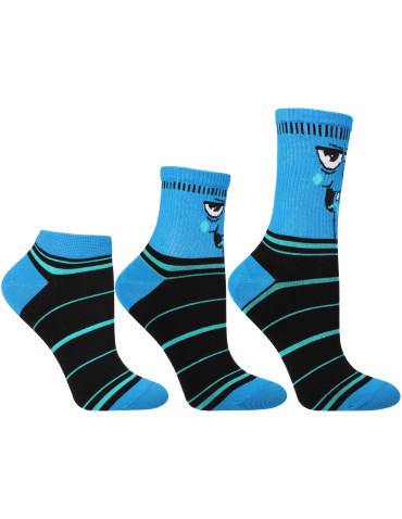 Skarpety - Skarpetki bawełniane unisex z zabawnym wzorem 3-pak NIEBIESKI - produkt 2