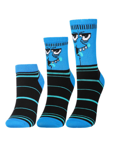 Skarpety - Skarpetki bawełniane unisex z zabawnym wzorem 3-pak NIEBIESKI - produkt 1