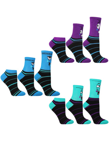 Skarpety - Skarpetki bawełniane unisex z zabawnym wzorem 3-pak NIEBIESKI - produkt 10