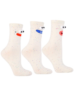 Skarpetki damskie długie bawełniane z buźkami 3-pak