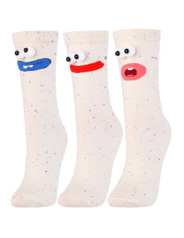 Skarpetki damskie długie bawełniane z buźkami 3-pak  - produkt 2
