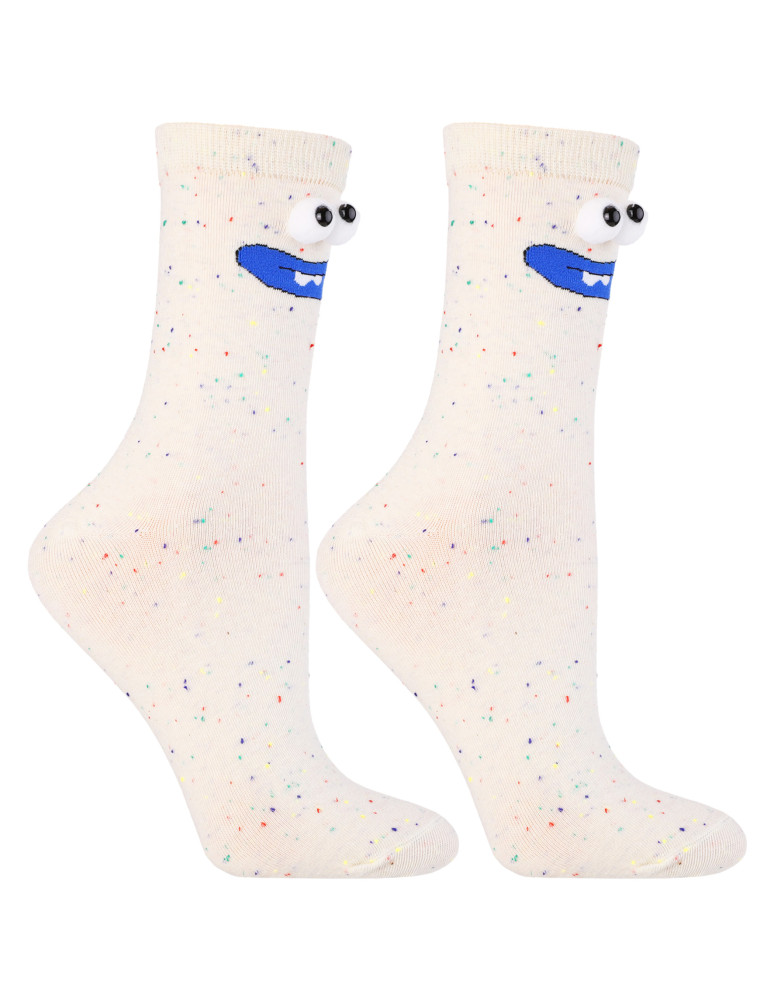 Długie - Skarpetki damskie długie bawełniane z buźkami 3-pak MIX KOLOR  - produkt moraj.pl 3